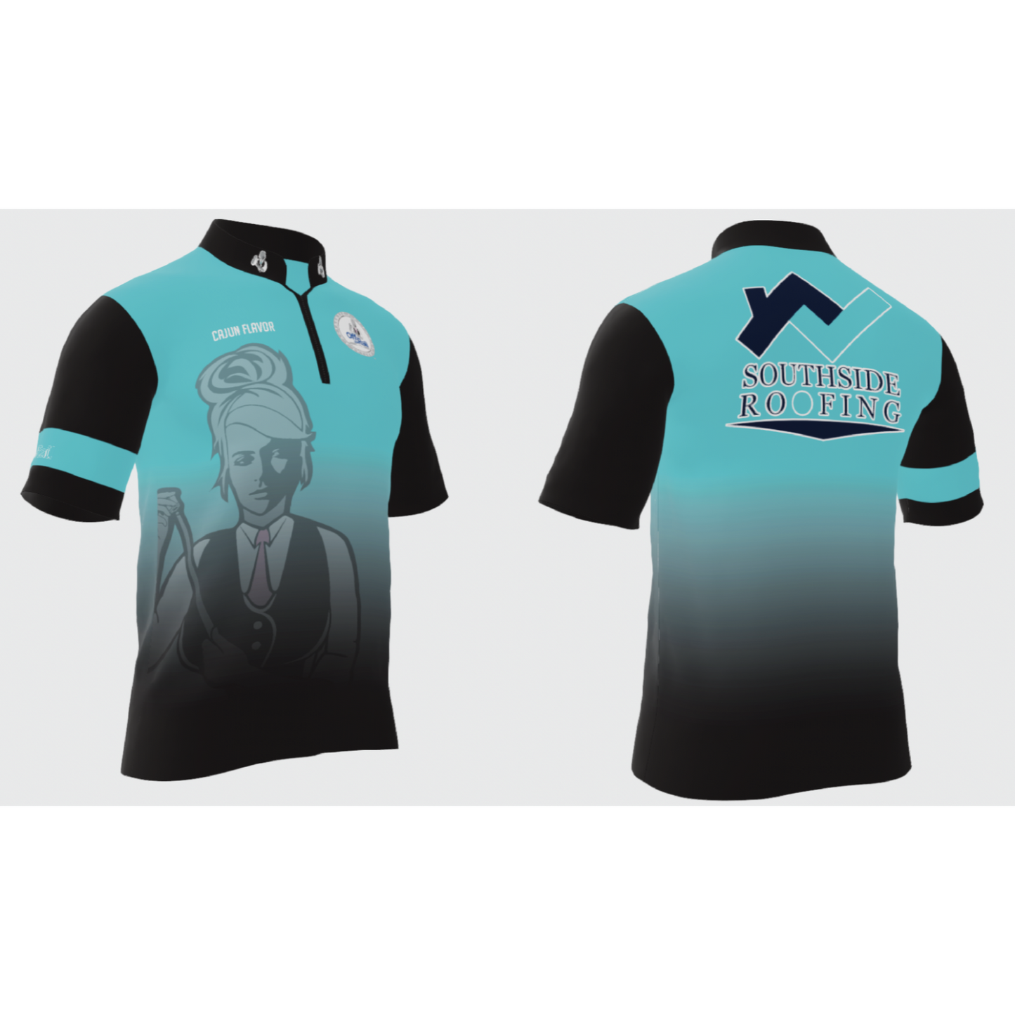 Womens Southside Roofing Cajun Flavor Teal Player Performance Polo - Off The Rail Apparel