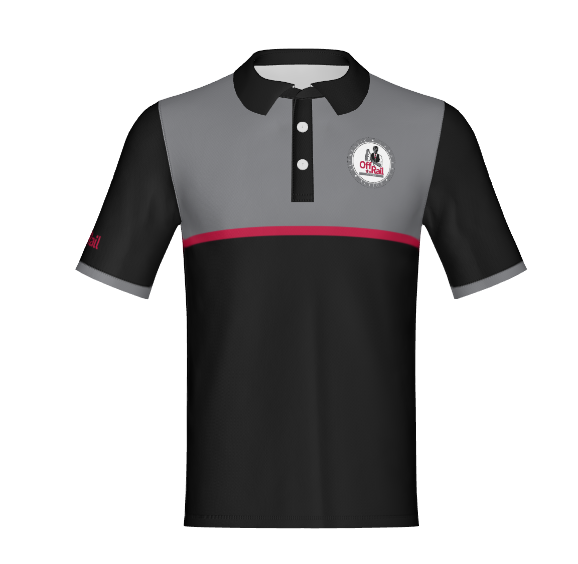 Two-Tone Grey Black with Red Stripe Standard Polo-Non Customizable