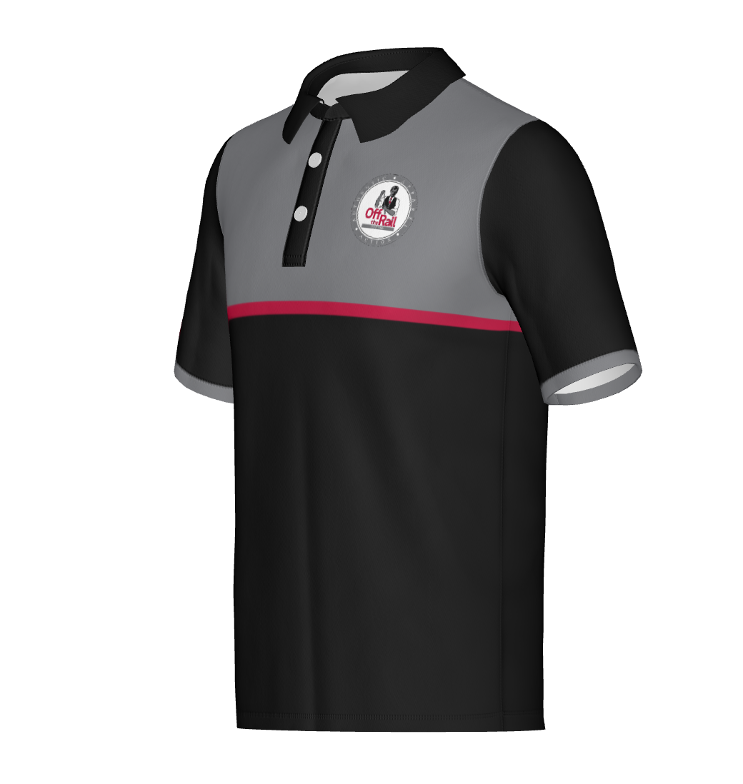 Two-Tone Grey Black with Red Stripe Standard Polo-Non Customizable