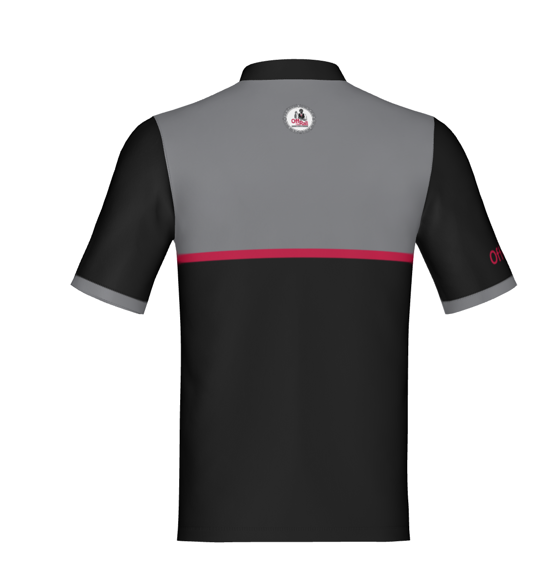 Two-Tone Grey and Black with Red Stripe Performance Polo-Non Customizable