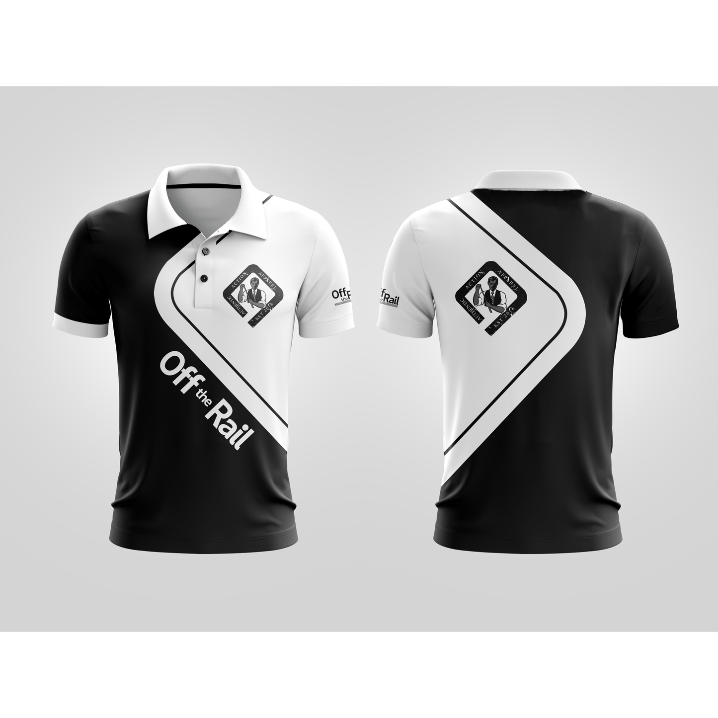 Black & White Diamond Standard Polo - Off The Rail Apparel
