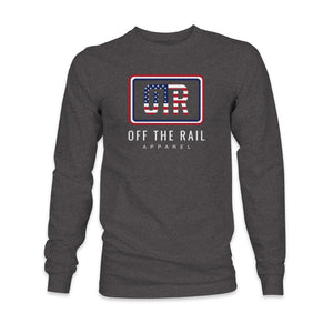 RED, WHITE, AND BLUE- PATRIOTIC- Hooded Long Sleeve Tee