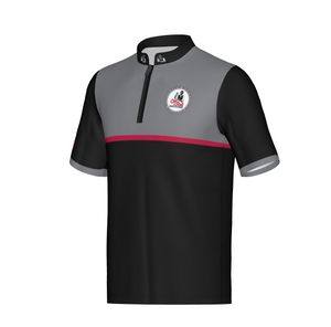 Two-Tone Grey and Black with Red Stripe Performance Polo-Non Customizable
