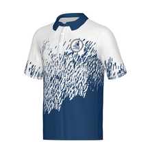 Load image into Gallery viewer, Glitch Blue and White Standard Collar Polo- Non Customizable